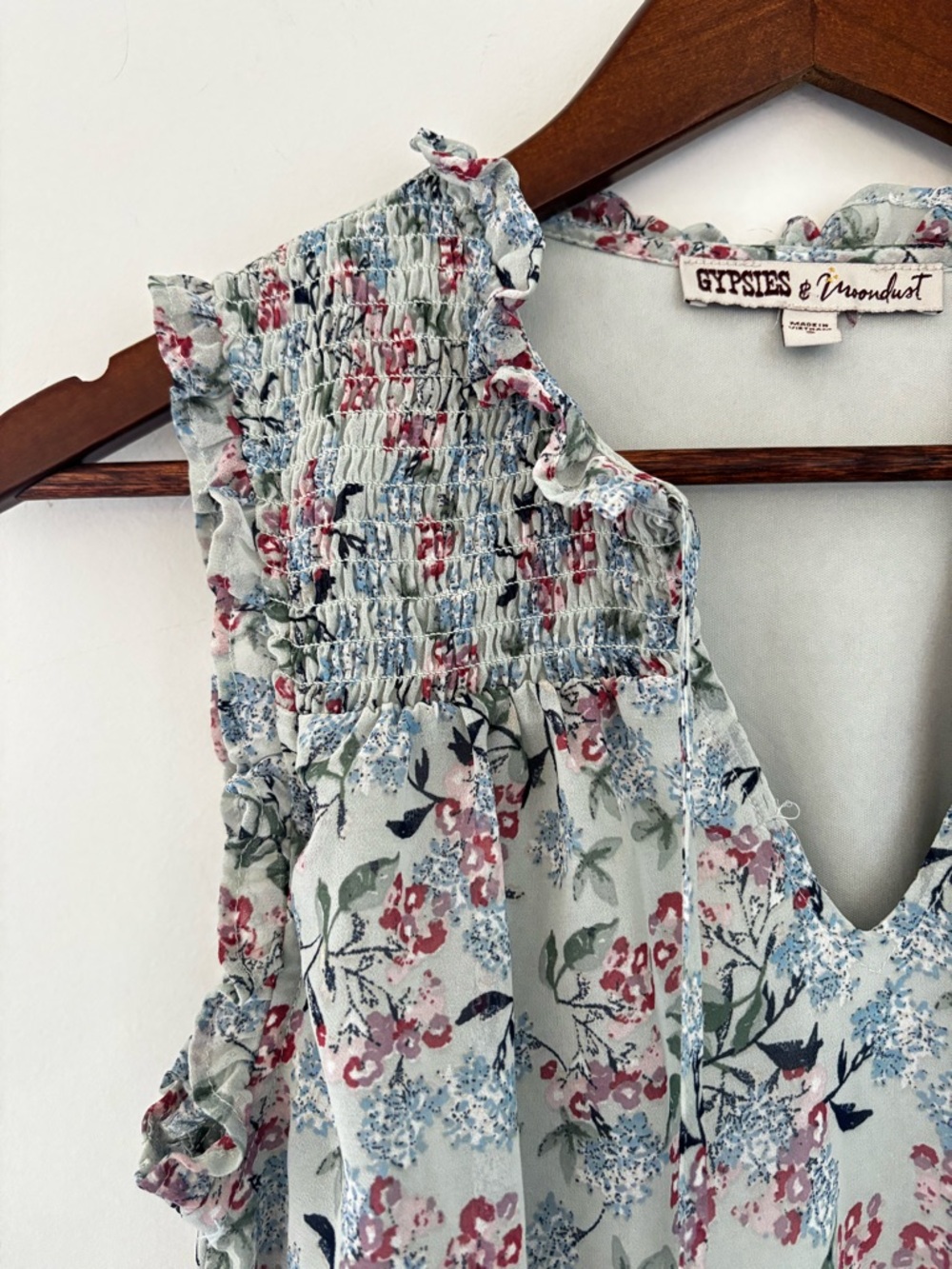 Floral Ruffle Mini Dress Cottagecore Romantic Boho Chic - Picture 5 of 10